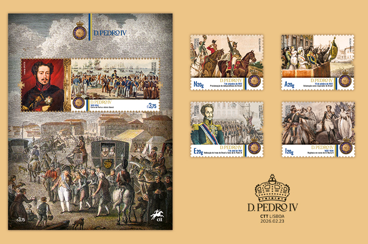 4 selos com o rei, 1 bloco e uma coroa