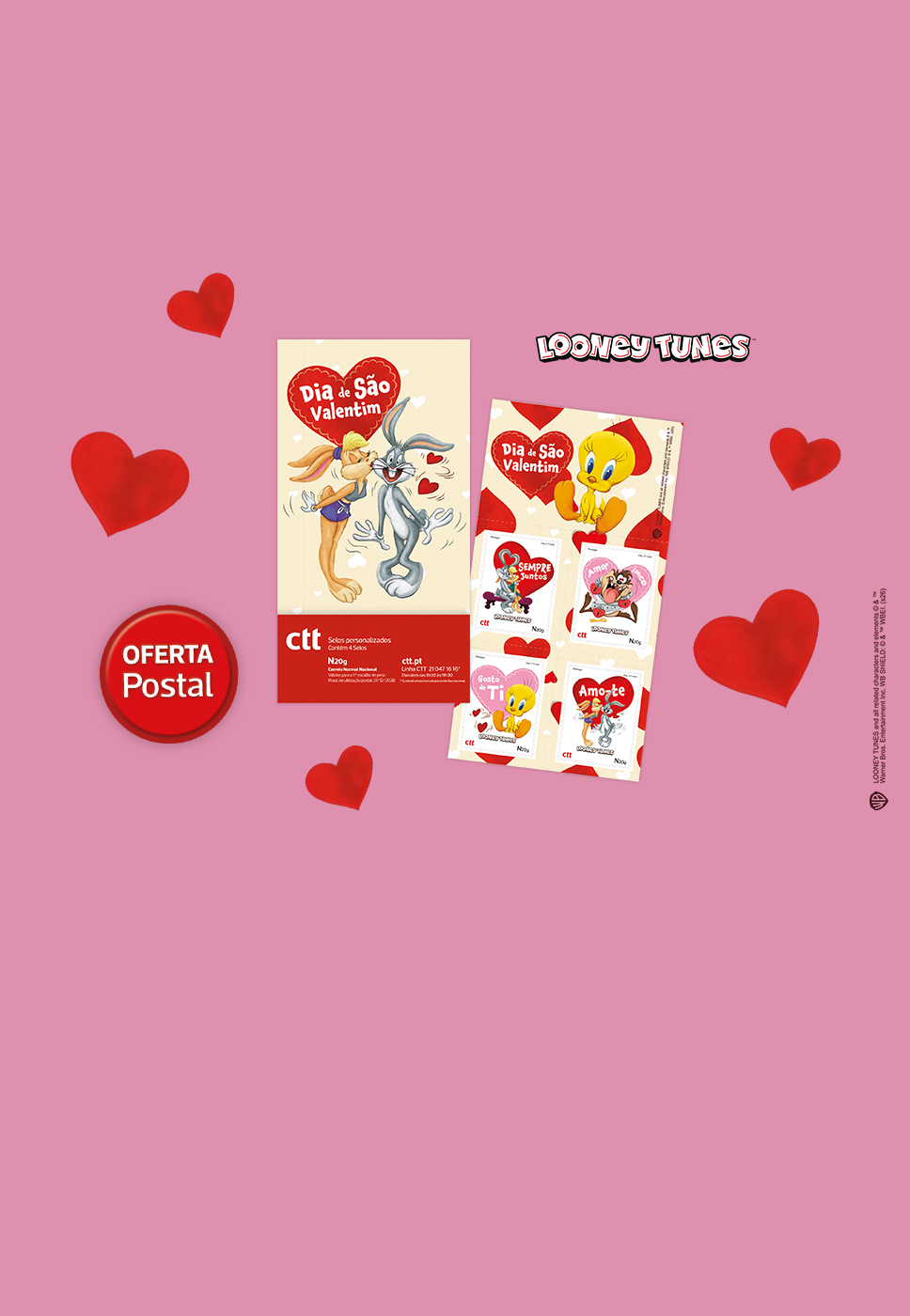 Ilustração da booklet Dia de São Valentim – Looney Tunes.