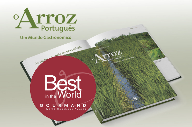 arrozal com o selo, Prémios Gourmand,  o “Melhor Livro do Mundo sobre Arroz” e o “Melhor Livro de Gastronomia publicado em Portugal em 2024”