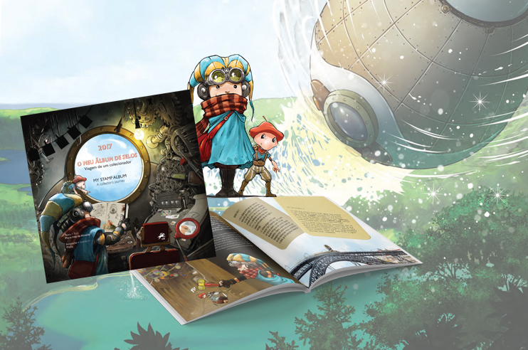 Dois livros duas e personagens em frente a uma esfera luminosa.